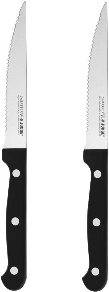 Judge Sabatier Traditional Stainless Steel Blade Steak Pizza Knife Set of 2