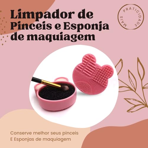 Limpador De Pincéis Esponjas De Maquiagem Em Silicone Com Tapete De Limpeza Ideal Para Remover Resíd