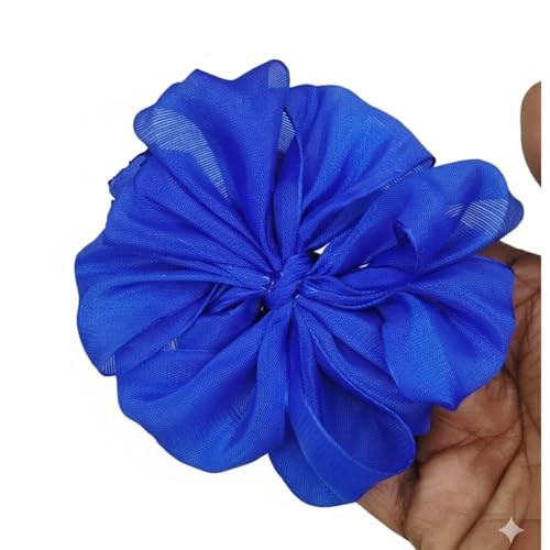 Image of Readymade Ribbon for School Girls - Soft Satin Bow Hair Accessory - Easy to Wear, Stylish & Neat Look - Ideal for School Uniforms bow in girls & Daily Use - Pack of 8 /School Ribbon in Kids / (Royal blue)