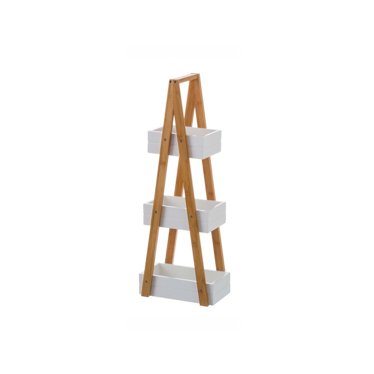 Estantería De Bambú En Forma De Pirámide LOLAhome - 4 Niveles, 35x34x98 Cm, Para Baño O Cocina