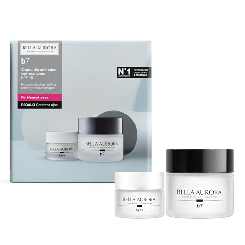 BELLA AURORA - Pack Antiedad y Antimanchas, B7 Piel Normal-Seca 50 ml + Contorno de Ojos Eyes 15 ml, Protección SPF15, Tratamiento Antiarrugas e Hidratante, Unificador de Tono, Uso Diario