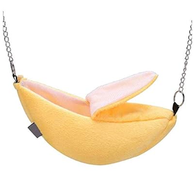 NA 1 Pack Hamster Hanging House Hammock Banana Design Small Animals Cotton Cage Sleeping Nest Suitable for Small Pet Bed Small Hamster Toys Cage Swing (Color : Yellow)