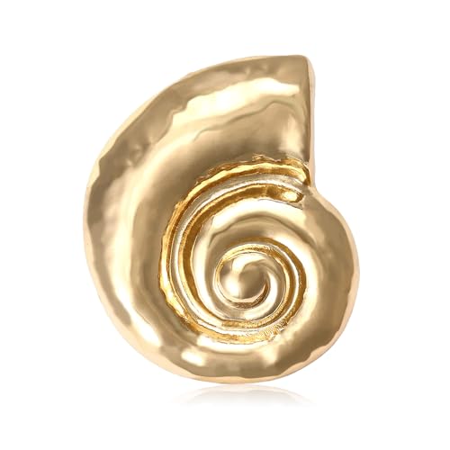 Cute Snail Shell Conch Gold Plated Brooches Lapel Pins for Women Men Elegant Metal Beach Seaside Ocean Brooch Pin for Suit Dresses Hat Bag Clothes Accessory Fashion Trendy Jewelry (Gold)