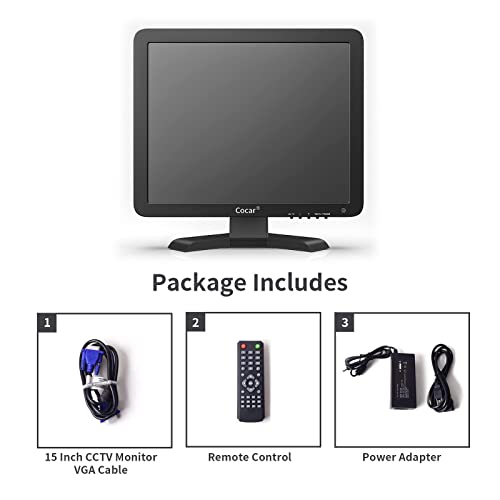 Image of Cocar CCTV Security Monitor, 17 inch BNC Monitor with VGA HDMI AV Built-in Speaker 4:3 HD Display LCD Screen Display with USB Media Player for Home Surveillance Camera STB PC
