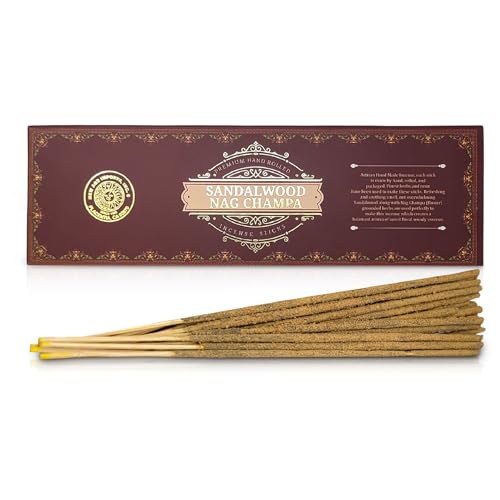 Sandalwood & Nag Champa Incense - Premium Hand Rolled Incense Sticks. Great for Aroma, Meditation, Spiritual Cleansing. (90-100 Sticks Pack)
