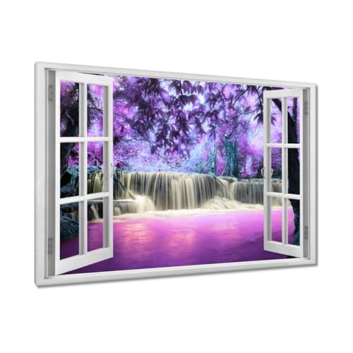 Peinture imprimée sur toile cascade violette grand format 120x80 H727M