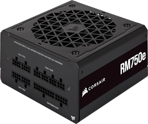 Corsair RM750e (2023) Fully Modular Low-Noise Power Supply - ATX 3.0 & PCIe 5.0 Compliant - 105°C-Rated Capacitors - 80 Plus Gold Efficiency - Modern Standby Support - Black (Renewed)