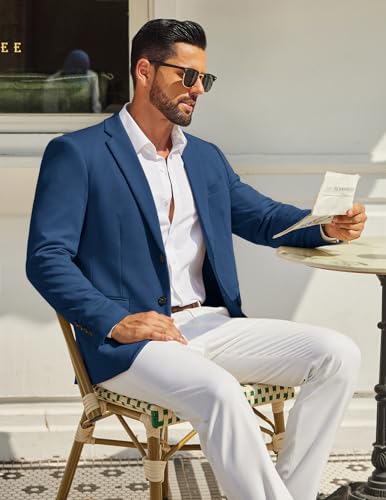 Image of COOFANDY Mens Casual Blazer Knit Sport Coat Lightweight Two Button Suit Jacket