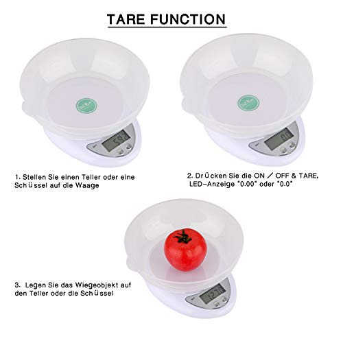 Digitale Küchenwaage Digitale Waage Exquisit Elektronische Waage Hochpräzise Lebensmittelwaage mit Schüsselbehälter LCD… – Bild 3