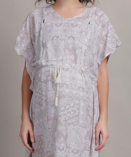 Image of Fabme Women's Printed Kaftan Nursing and Maternity Nighty