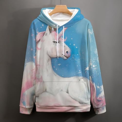 Sweatshirt Pullover Licorne Nuages Roses Homme Femme Taille S - 5