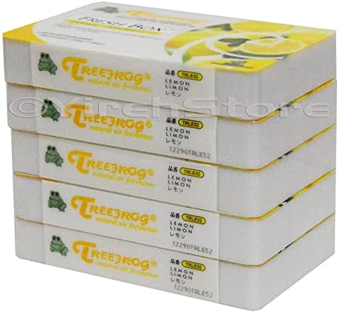 Air Freshener Lemon Scent 5 Pack, Treefrog Fresh Box Lemon, Tree Frog Last Long, Large Size Car Air Freshener