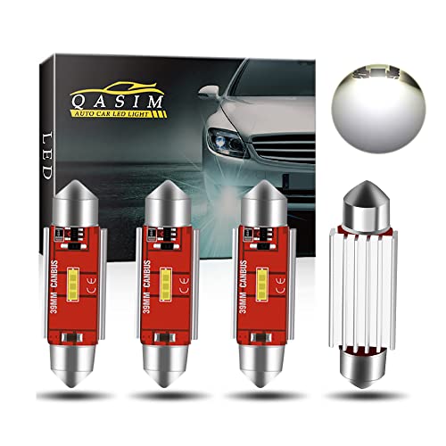 Qasim 4x LED C5W Festoon sin Errores 39MM Blanco para Automóvil Interior de Coche Luces Domo LuzMapa Puerta Matrícula Bombillas DC9-28V