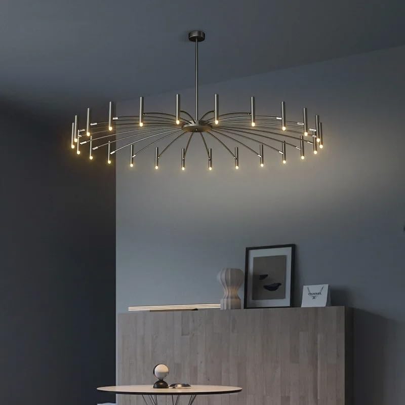 Lustre de plafond moderne 18 têtes noir à lumière chaude décorative