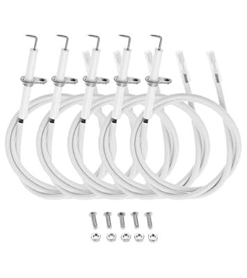 Hicello 5PCS Grill Igniter Wire Kit & Ceramic Electrode Replacement Parts Igniter for Gas Grill, BBQ Igniter, Grill Igniters Compatible with Aussie Gas Grill, BBQ Grillware (5 Pack with Nuts)
