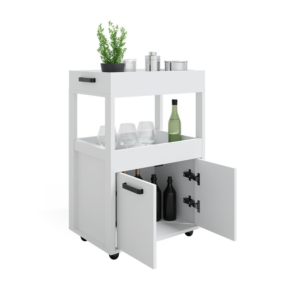 Vicco Rollcontainer Simon, Weiß, 60 x 88.7 cm, mit Rollen und Ablagefläche für Kleingeräte