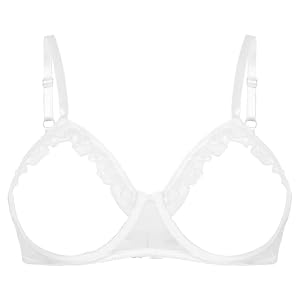 Sywiyi Womens Underwear See Through Lace Unlined Bra Top Adjustable Straps 1 4 Cups Push Up Underwire Bralette