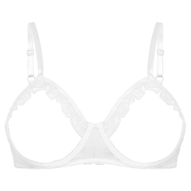 Sywiyi Womens Underwear See Through Lace Unlined Bra Top Adjustable Straps 1 4 Cups Push Up Underwire Bralette