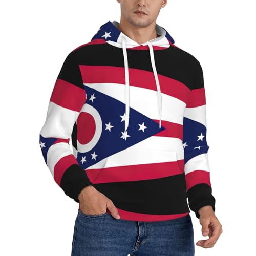 Sweat à capuche épais homme Ohio sweatshirt imprimé drapeau américain