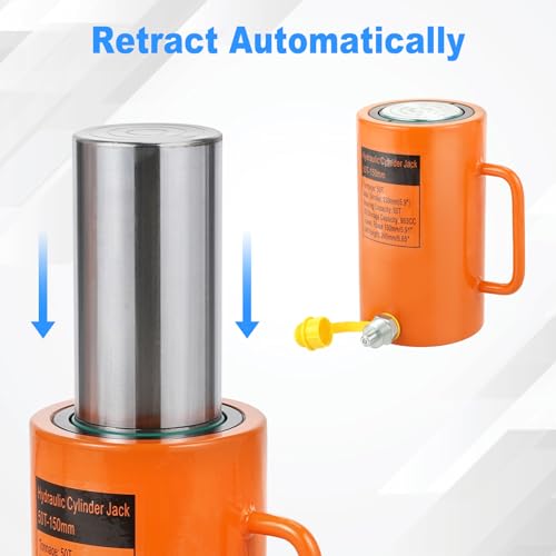 Image of 50T 6In Hydraulic Cylinder Jack, Stroke Hydraulic Lifting Cylinder 150mm, Oil Storage Capacity 953CC, Hydraulic Ram Cylinder Solid for Power, Chemicals, Steel, Bridges, Shipbuilding, Machinery