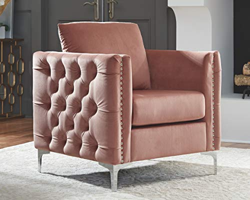 Signature Design By Ashley Lizmont Modern Glam Accent Chair With Nailhead Trim, Pink #TOP1