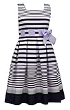 Bonnie Jean Little Big Girls 4-16 Poly Poplin Fit and Flare Multi-Stripe Navy Dress (5)