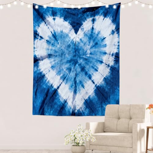 Tapestry tie dye indigo drap de lit décoration murale salon chambre ado Batmerry 59x39 pouces