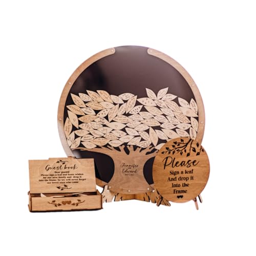 Rustic Wooden Wedding Guest Book Alternative – Personalized Heart Drop