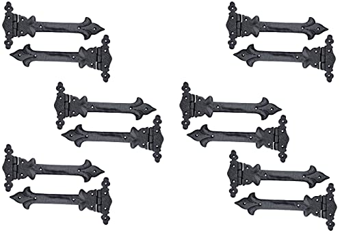 Image of Adonai Hardware Adonijah Antique Cast Iron Strap T Hinge (10 inch X 12 Pack, Matte Black) for Barn Doors, Gates, Shutters, Garages, Wooden Box, Fences, Sheds, Furniture, Chest and Trunks