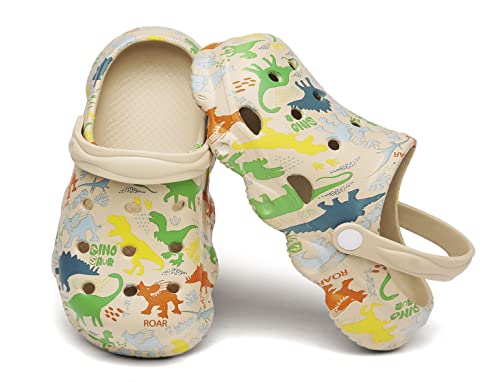 Inminpin Kids Cute Clogs Cartoon Garden Shoes Boys Girls Slides Slippers Indoor Outdoor Children Water Shower Beach Pool Sandals,Beige A,8.5-9.5 Toddler,Kids #TOP6