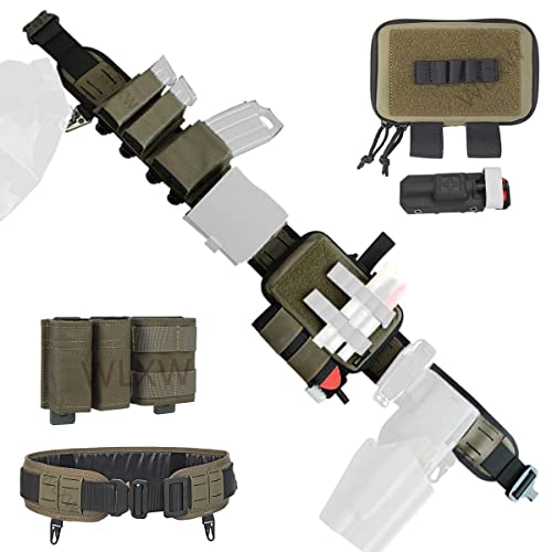 WLXW Set di Cinture da Battaglia Molle Regolabile, Tactical Battle Belt con Tripla Custodia Molle Aperta E Marsupio Tattico Molle E Laccio Emostatico Tattico,RG
