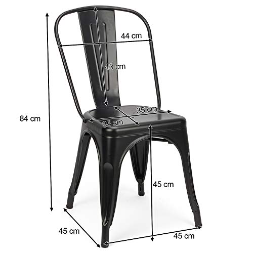 image for BesteWahl Set of 4 Metal Dining Chairs Indoor Outdoor Stackable Side C