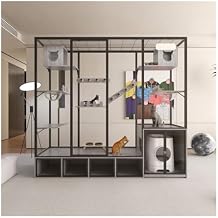 Pet Home Pet House Pet Cabinet Panoramic Cat Villa Glass Cat Room Cat Cage Display Cabinet Smart Cat Litter Box Wood Cat Cage Cat Villa Color 240x70x220cm, YANLI2233-1988