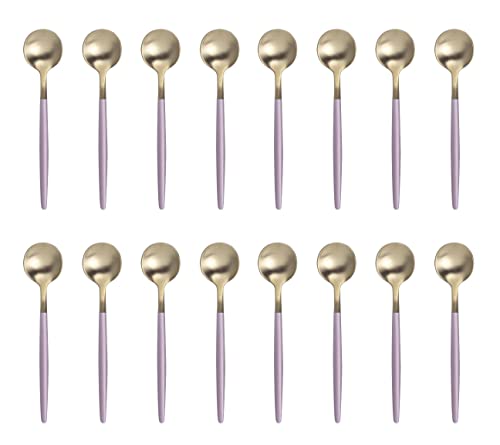 Juiccy's Kingdom Tea Spoon coffee spoon ice cream spoon Metal Flatware Stainless Steel (Pink?set of 16?)