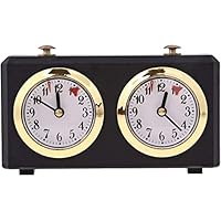 Schaakklok, timer, schaakklok, analoog, mechanisch, hout, professionele wedstrijdtimer, uurwerk (kaki