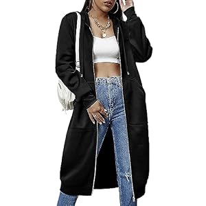 ELESOL Women Casual Zip up Fleece Hoodies Tunic Sweatshirt Long Hoodie Jacket S-XXXL
