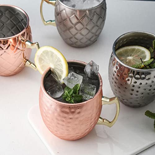 Canecas de cobre Moscow Mule Canecas de cobre: 4 peças de canecas de cobre marteladas aço inoxidável