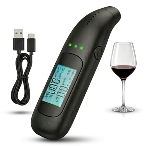 MAK7 Portable Alcohol Tester with Digital Display for Accurate BAC Reading, Professional Breathalyzer for Personal Use, Compact & Lightweight Breath Alcohol Checker, Black