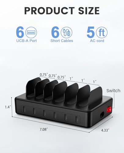 Creative Design LZZC-C-03W2 Charging Station, 50W 6 Ports Multi Charger Station thumb #6