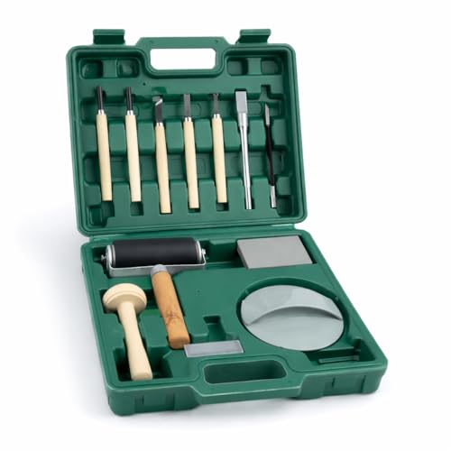 Generisch Linoldruck Set 12-Teilig im Koffer Linolschnitt Set für Anfänger Erwachsene & Profis | Stempel Selbst Gestalten | Kreatives DIY Druckset