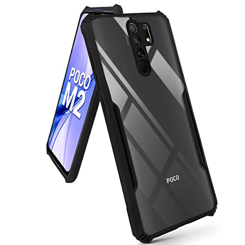 Image of Jkobi Back Cover Case for Poco M2 (Shockproof with Polycarbonate Clear Panel | Professional Black)