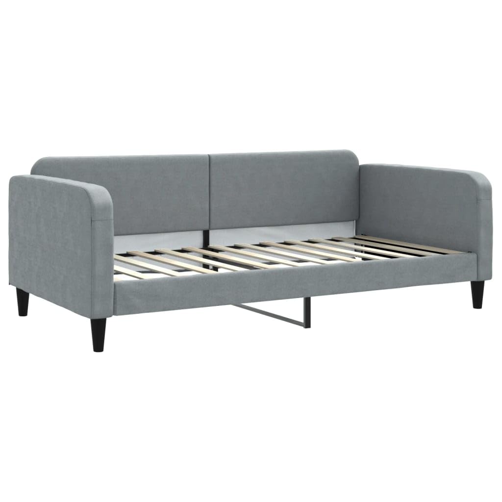 Tagesbett 100x200 cm Hellgrau Stoff Schlafsofa mit Metall Massivholzgestell 2in1 für Gäste Schlafzimmer Wohnzimmer