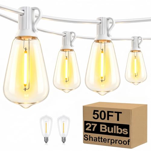 Brightever 50ft Outdoor String Lights with shatterproof bulbs