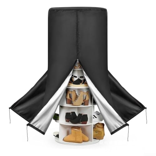 HpLive Housse de protection pour étagère à chaussures rotative, tissu Oxford imperméable avec revêtement PU, protection UV et fermeture éclair centrale, 160 x 63...