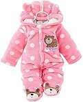 Xifamniy Bébé nouveau-né combinaison de saut Footie Romper chaud à capuche Thicken hiver Bunting Outwear combinaison de neige pour les filles garçons