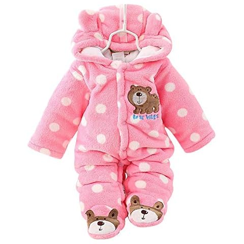 XIFAMNIY Baby Girls Boys Newborn Fleece Jumpsuit Footie Hooded Warm Thicken Snowsuit Outwear for Winter… Cover