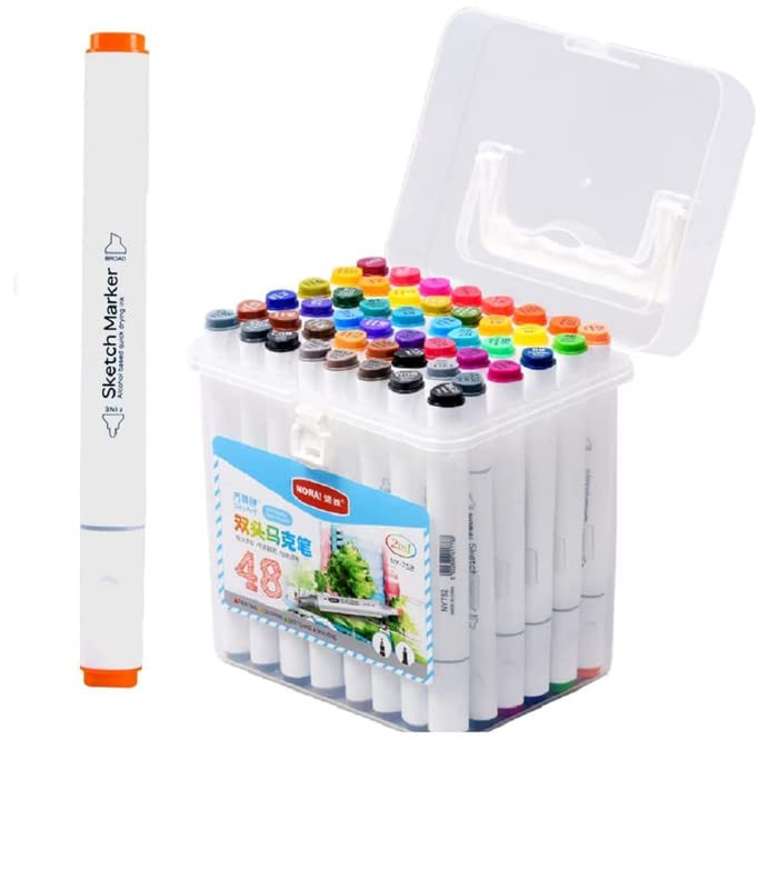 Image of Crackles Dual Tip Twin Head Marker Pen Set With Different Color For Kids & Adults For Sketching