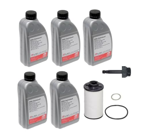 Safety Recall 37O1 / Gearbox Oil - 2021-2022 Audi R8 7 DSG Service Kit 6 Speed Dual Clutch Transmission Fluid + Filter + Seals FEBI for VW & for AUDI Select Models