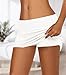 AnotherChill Women's Low Waist Micro Mini Skorts Skirt with Built-in Shorts Sexy Stretch Black Skirts Basic Summer Outfits (White, Medium)
