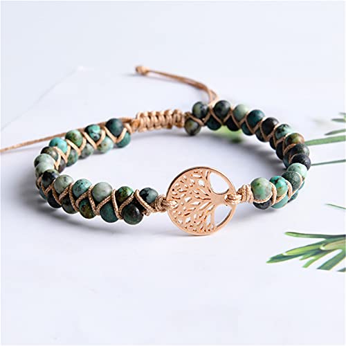 Image of YGLINE Boho Handmade Natural Stone Bead 3 Row Wide Wrap Wrist Statment Bracelet Jewelry Collection